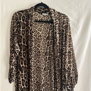 Leopard Print Sheer Long Length Cardigan